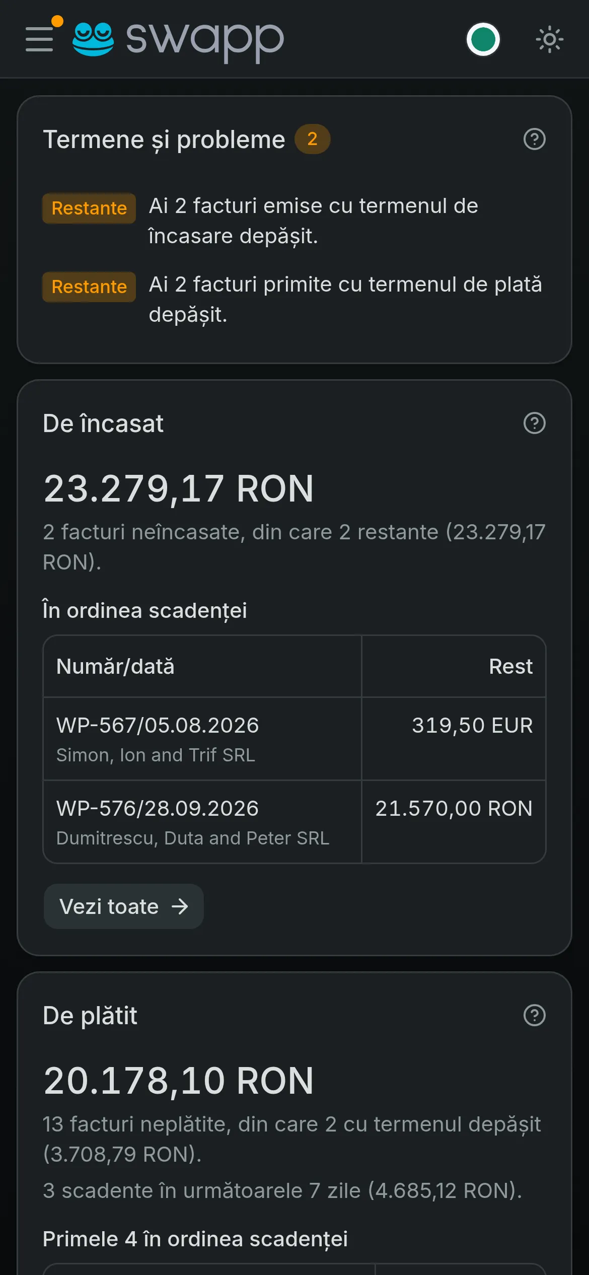 Același dashboard, pe telefon